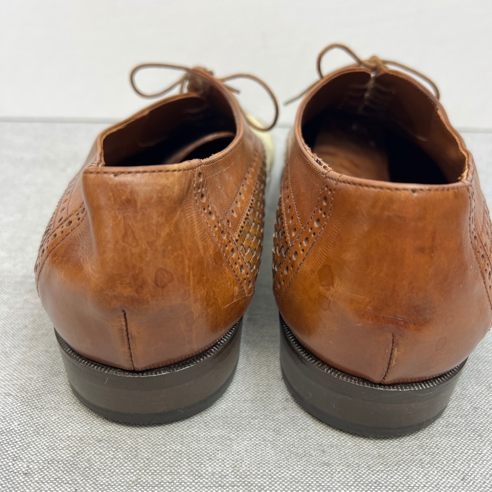 Daniele Ferradini Mens 9M Spectator Oxfords Two Tone Woven Wingtip Leather Italy - Picture 6 of 8